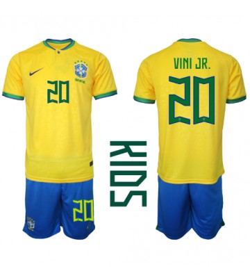 Brazylia Vinicius Junior #20 Koszulka Podstawowych Dziecięca MŚ 2022 Krótki Rękaw (+ Krótkie spodenki)
